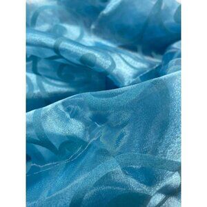 Fabric Organza Blue Turquoise Teal Scroll 66" x 56"
